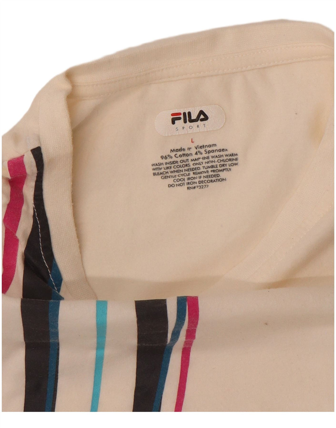 T-shirt damski Fila Top UK 14, duży, bawełniany w białe paski
