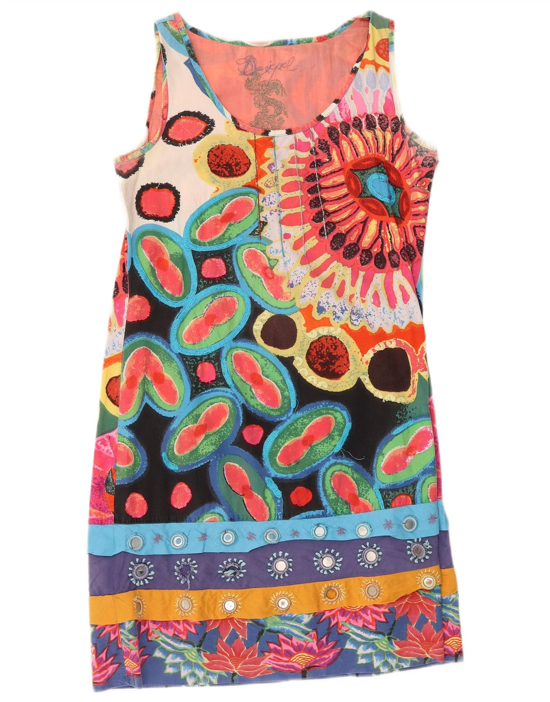 Desigual damska graficzna sukienka typu shift EU 40, średnia, wielokolorowa w kwiaty