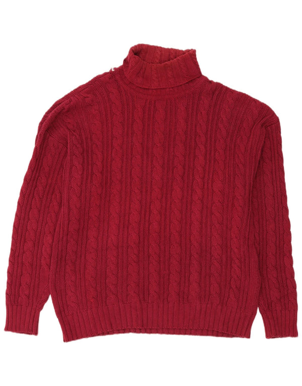 Męski sweter z golfem Eddie Bauer, duży, czerwony, bawełniany