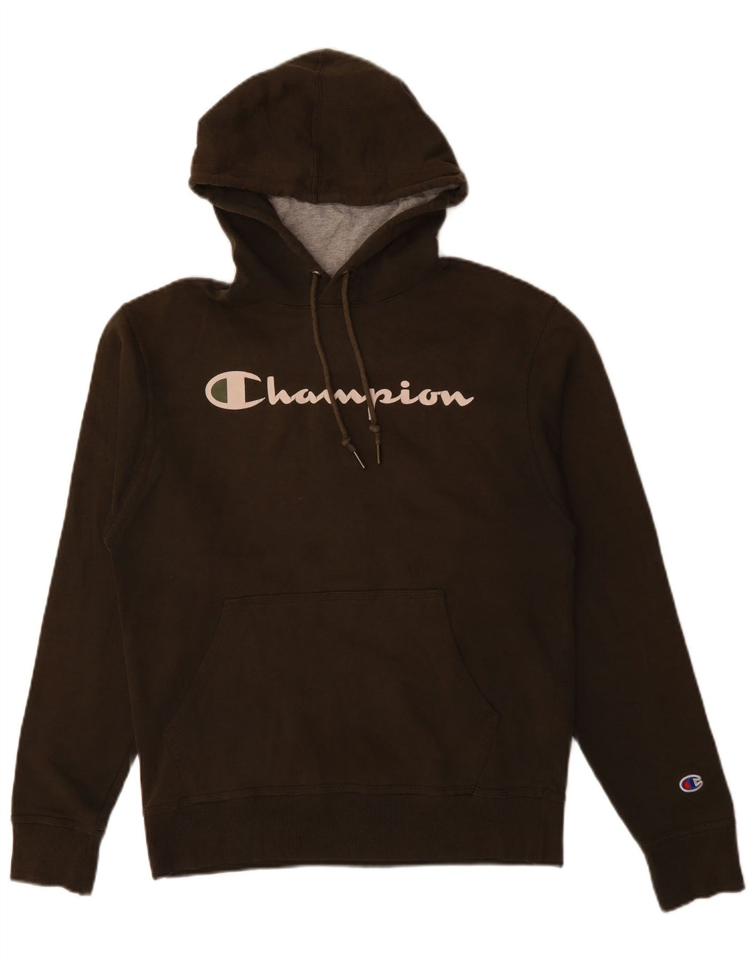 Męski sweter z kapturem i grafiką Champion, mały, bawełniany khaki