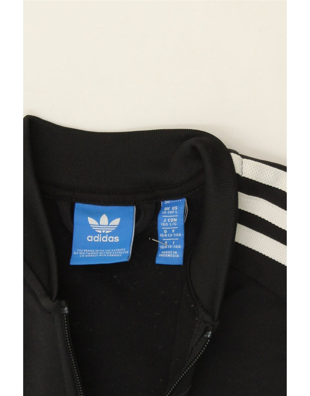 ADIDAS Boys Tracksuit Top Jacket 13-14 Years Black Polyester Vintage Adidas and Second-Hand Adidas from Messina Hembry 