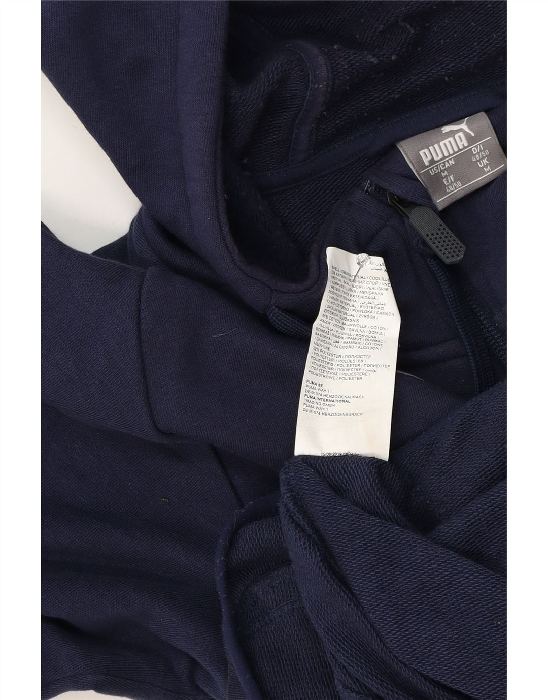 Męski sweter Puma z kapturem i zamkiem, średni granatowy, bawełniany