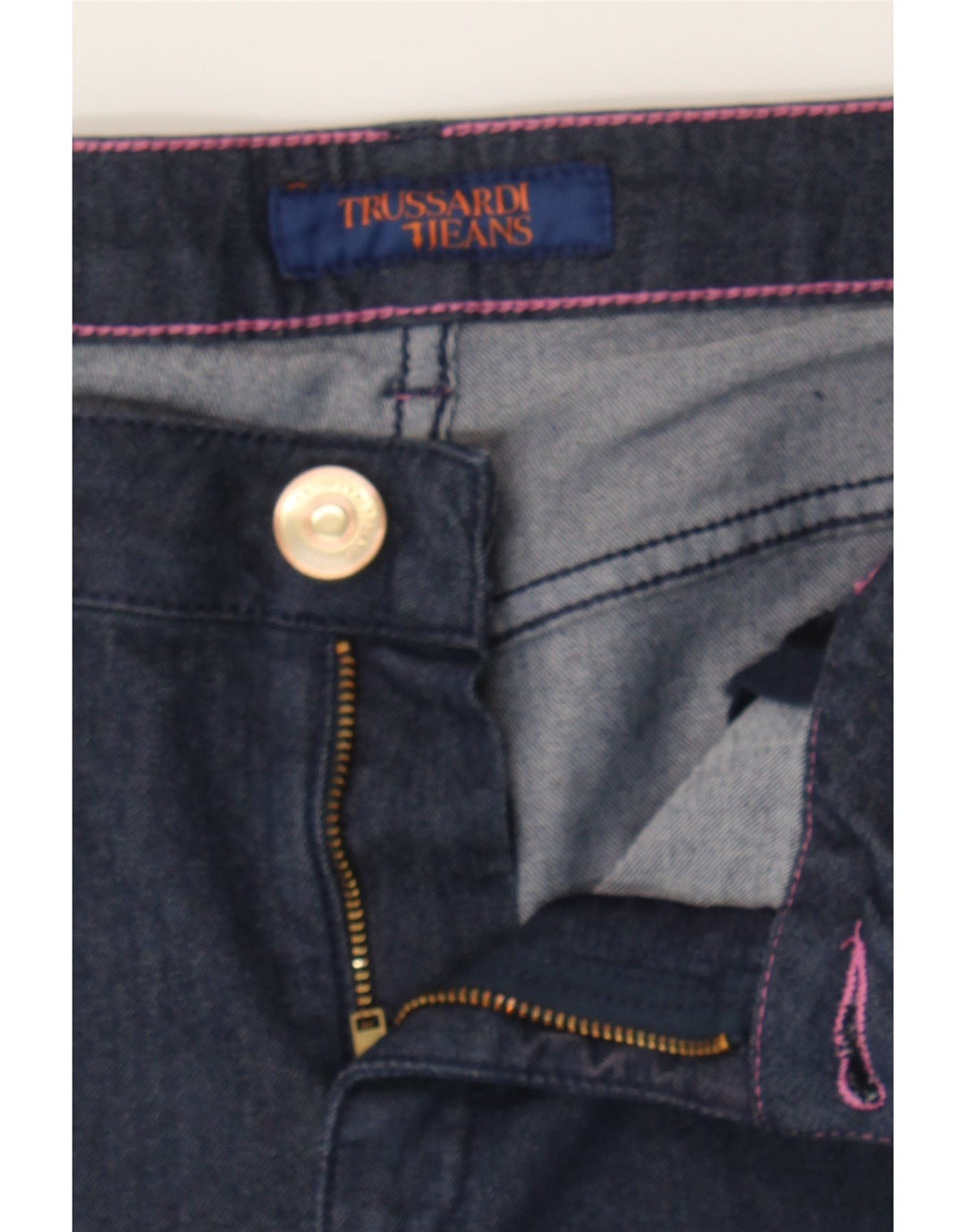 TRUSSARDI Womens Cropped Jeans  W33 L25 Navy Blue Cotton Vintage Trussardi and Second-Hand Trussardi from Messina Hembry 