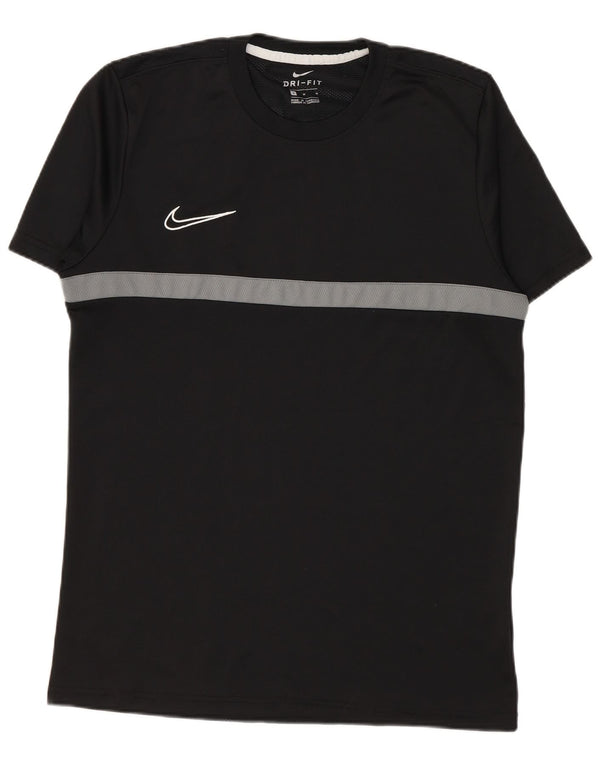 Męski T-shirt Nike Dri Fit Top, średni czarny poliester z blokami kolorów