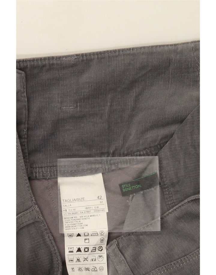 Spódnica sztruksowa Benetton damska Mini IT 42 Medium W30 Szara bawełna