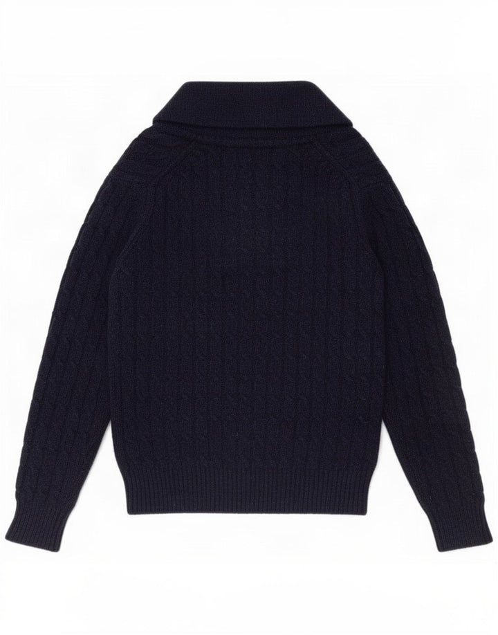 Męski sweter z szalowym dekoltem Lyle & Scott Średni granatowy wełniany