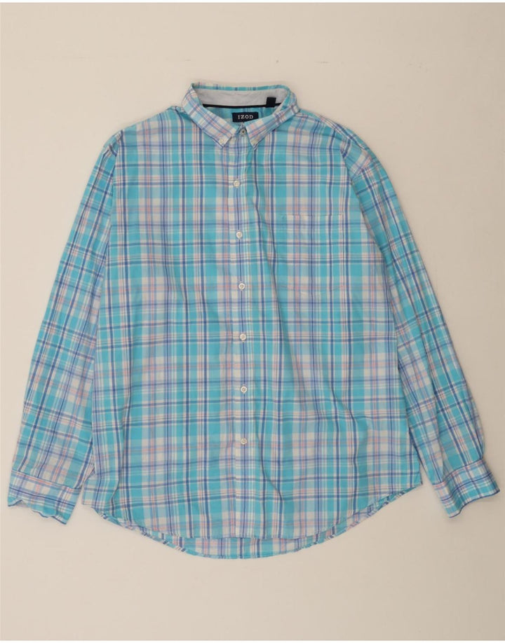 IZOD Mens Shirt XL Blue Check Cotton Vintage Izod and Second-Hand Izod from Messina Hembry 