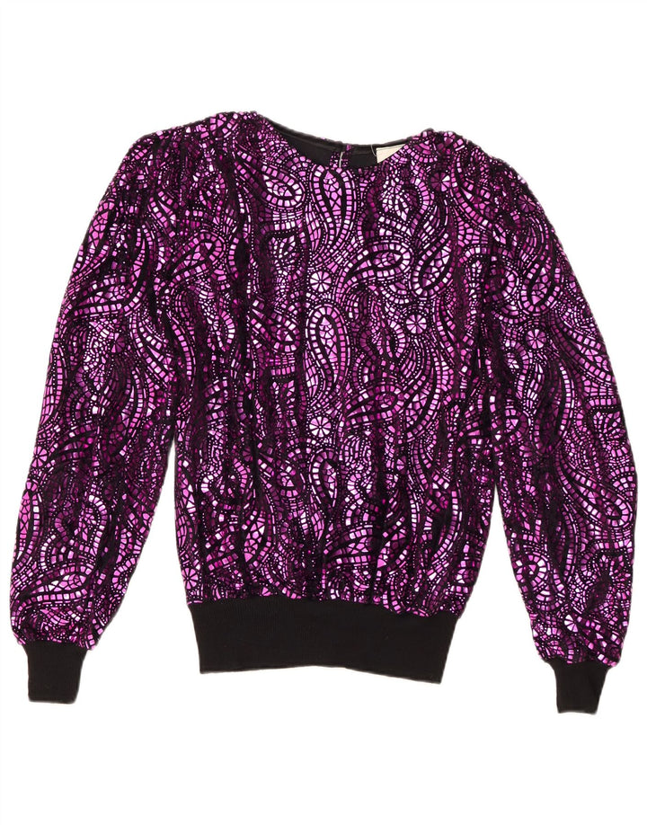 Damska bluzka oversize w stylu vintage, EU 38, średni fiolet Paisley Acetat