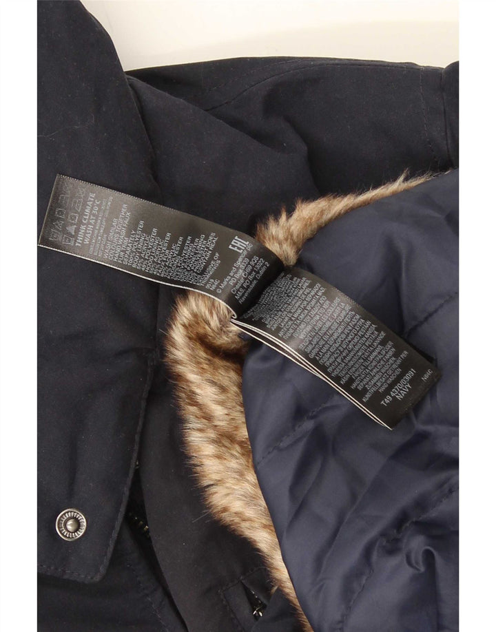 Marks & Spencer Damska kurtka parka z kapturem UK 20 3XL Granatowy poliester