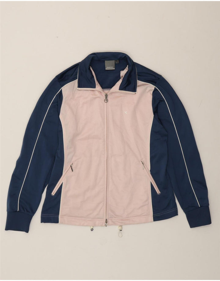 Damska kurtka dresowa Diadora UK 14, duży niebieski poliester z blokami kolorów