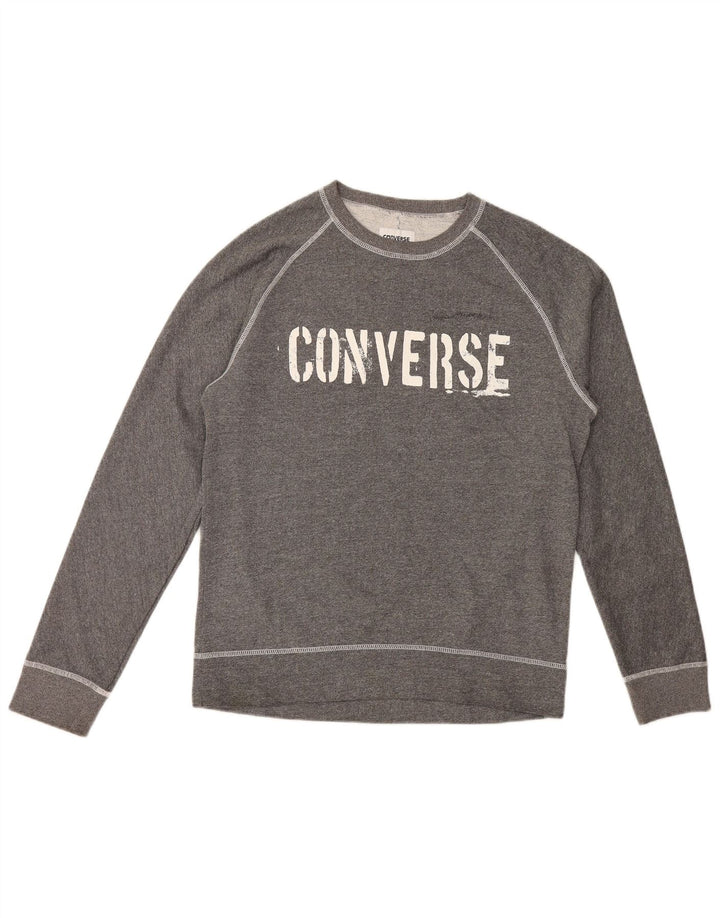 Męska bluza Converse z grafiką, średnioszara, bawełniana