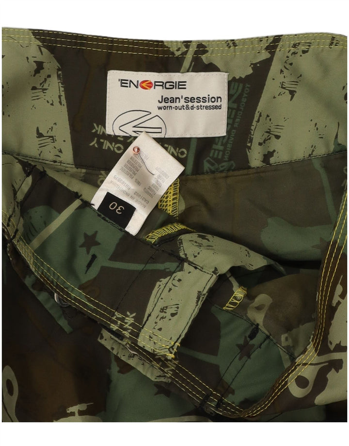 Męskie spodenki kąpielowe Energie z grafiką, średni poliester khaki