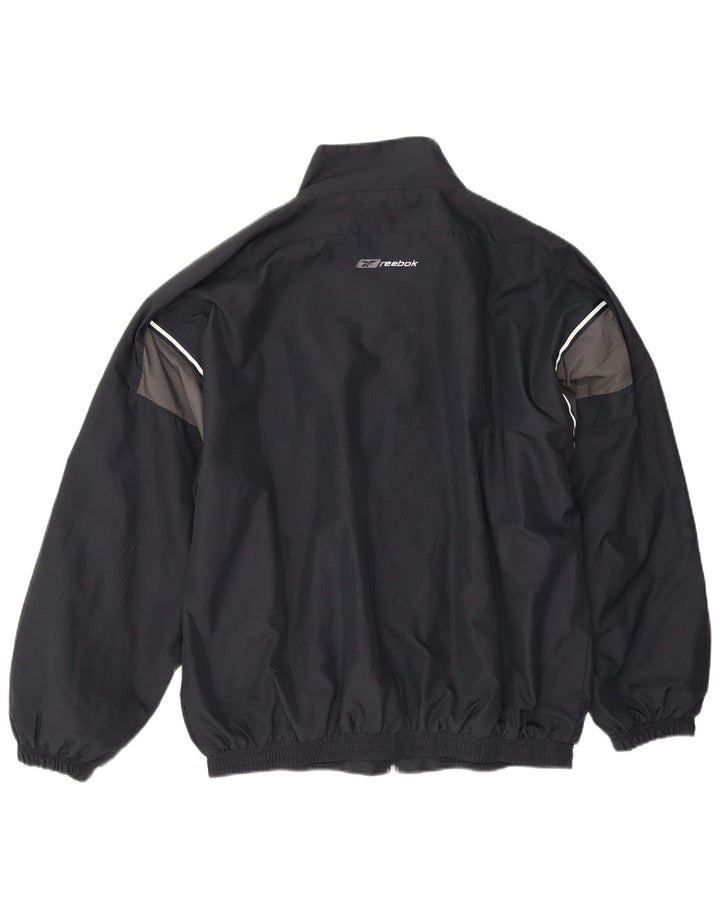 Męska kurtka dresowa Reebok o luźnym kroju, średnia czarna, z blokami kolorów