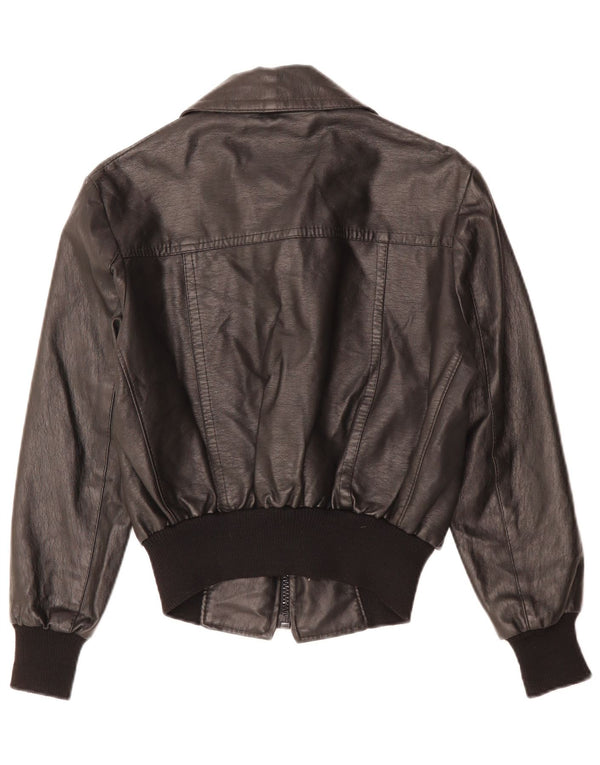 Damska kurtka skórzana VINTAGE UK 12, średnia czarna