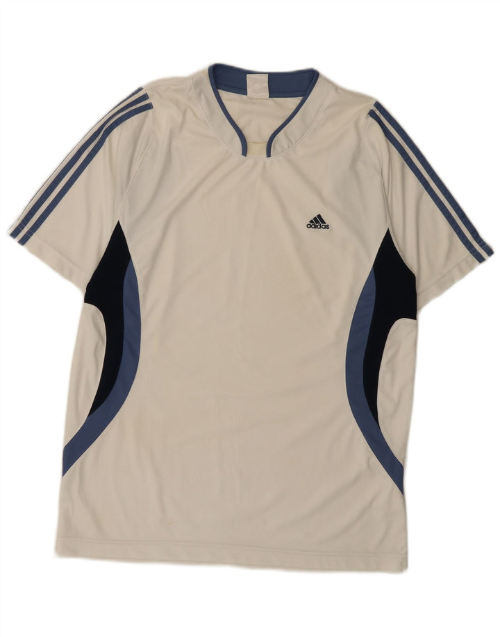 Adidas Męski T-Shirt Top XL Biały Poliester z blokami kolorów