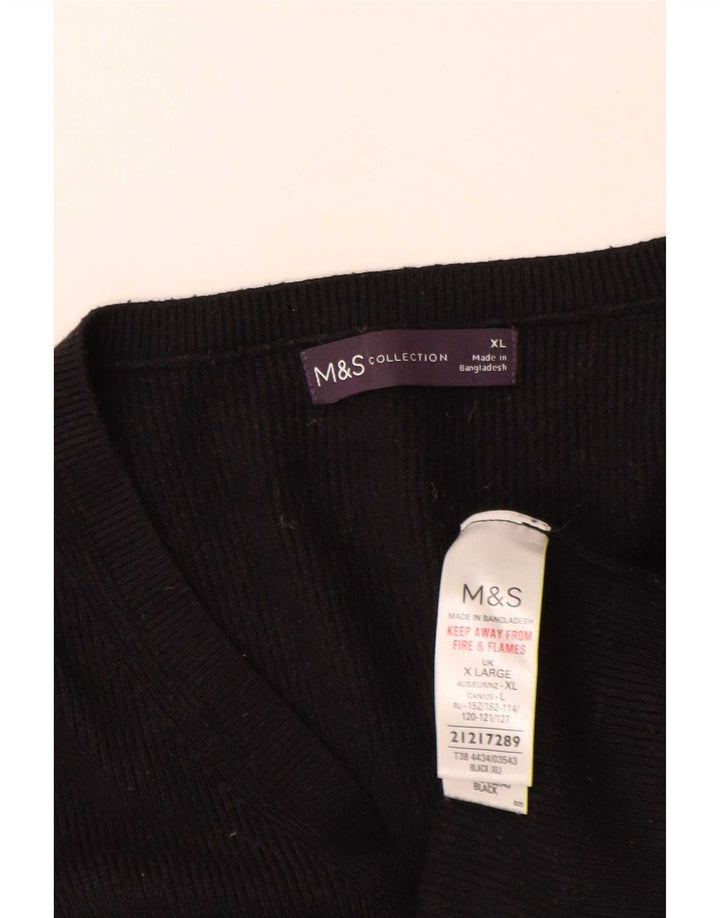 Marks & Spencer Damski sweter oversize z dekoltem w kształcie litery V, UK 18 XL, czarny