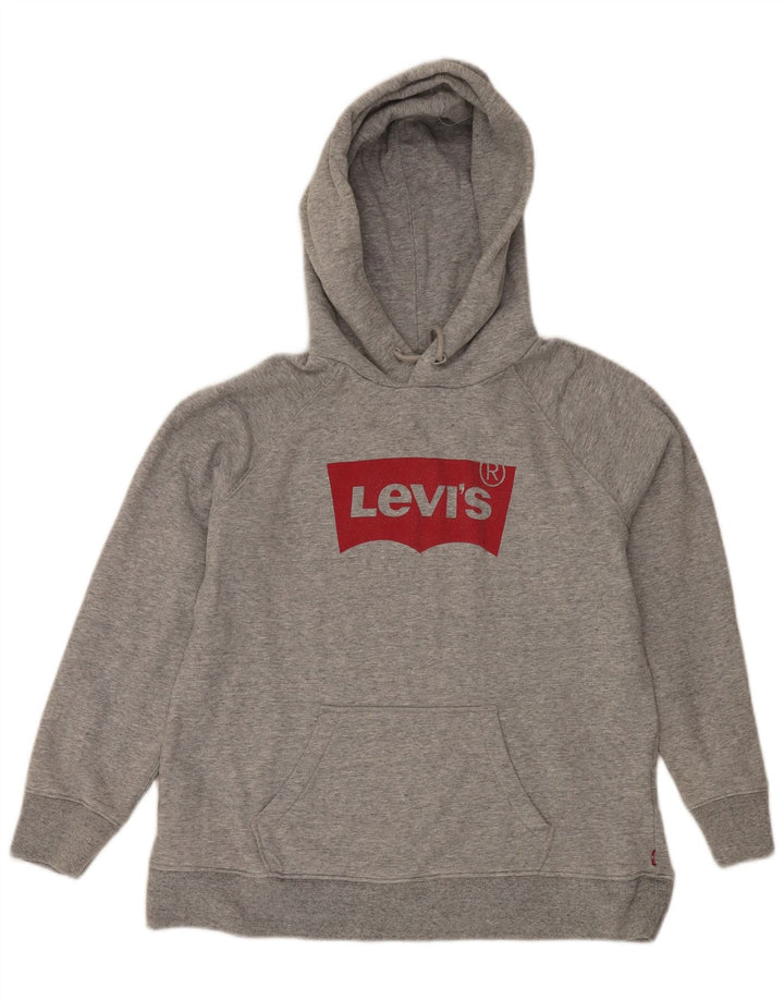 Męski sweter z kapturem i grafiką Levi's, średnioszary, bawełniany w cętki