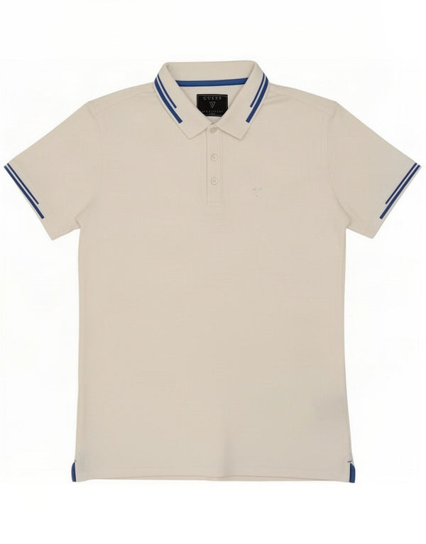 Męska koszulka polo Guess UK 40 Średnia biała bawełna