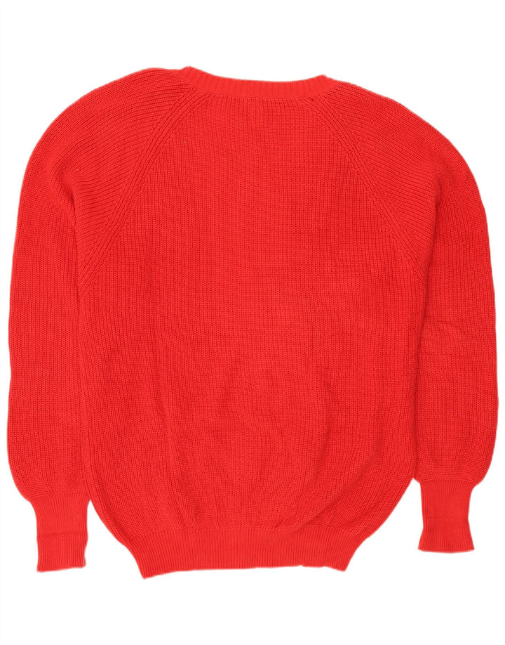 Męski sweter VINTAGE z dekoltem w kształcie litery V, duży, czerwony, bawełniany