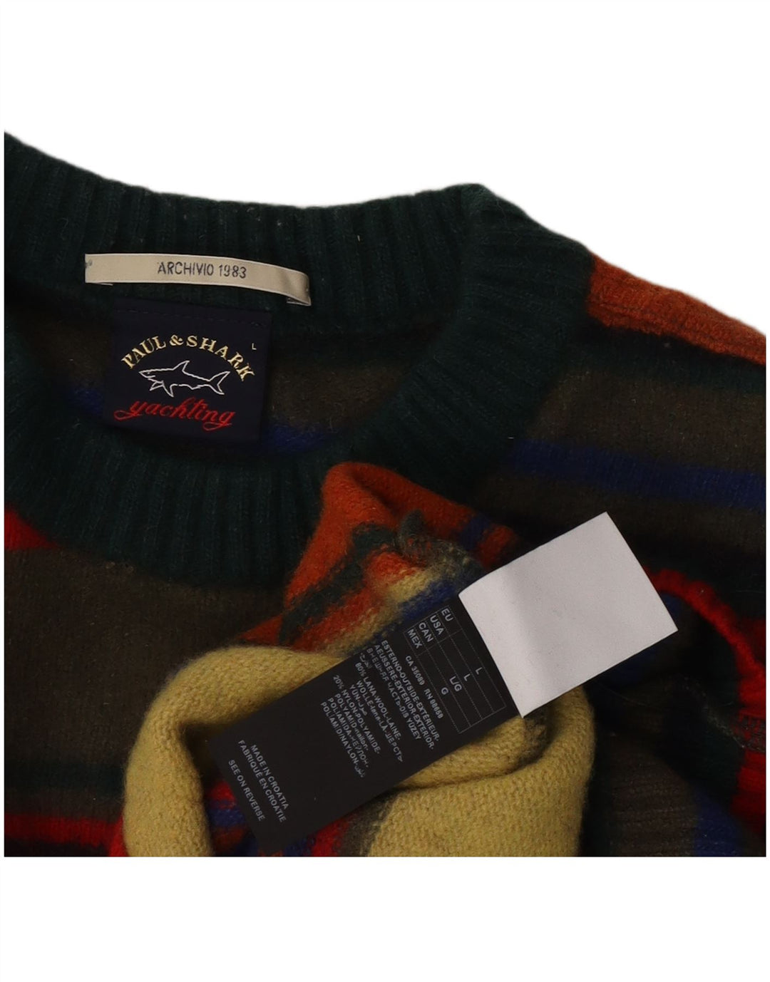 Sweter damski Paul & Shark z okrągłym dekoltem, UK 16, duży, wielokolorowy