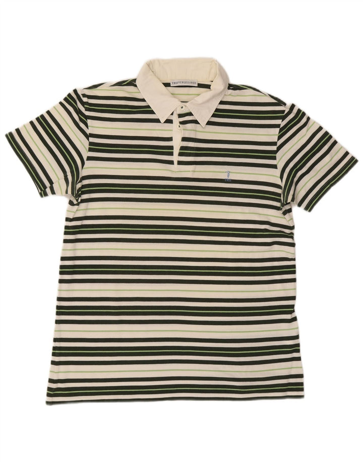 Męska koszulka polo Trussardi, średnia, wielobarwna, bawełniana w paski