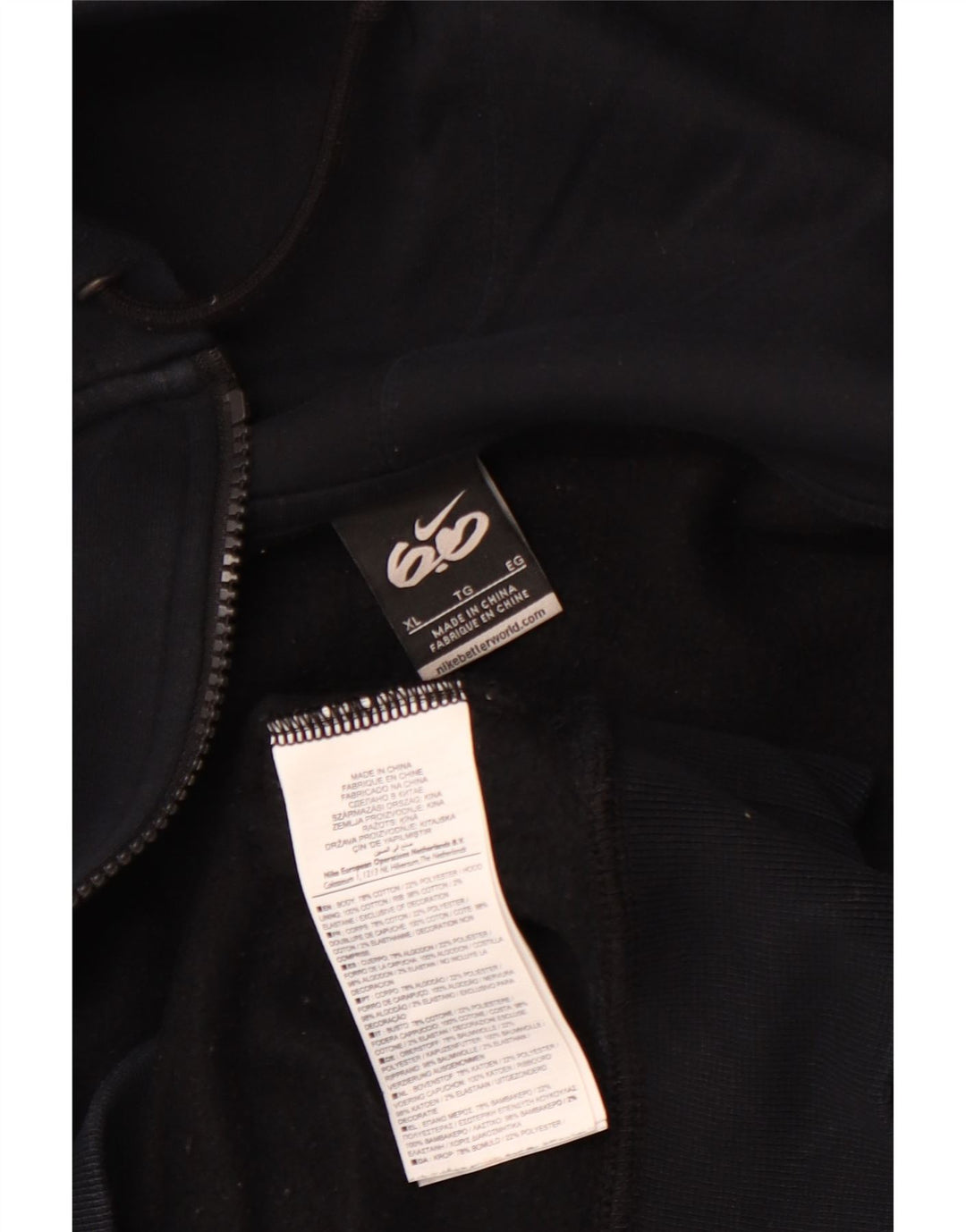 Damski sweter z kapturem i zamkiem NIKE UK 18 XL, czarna, bawełniana