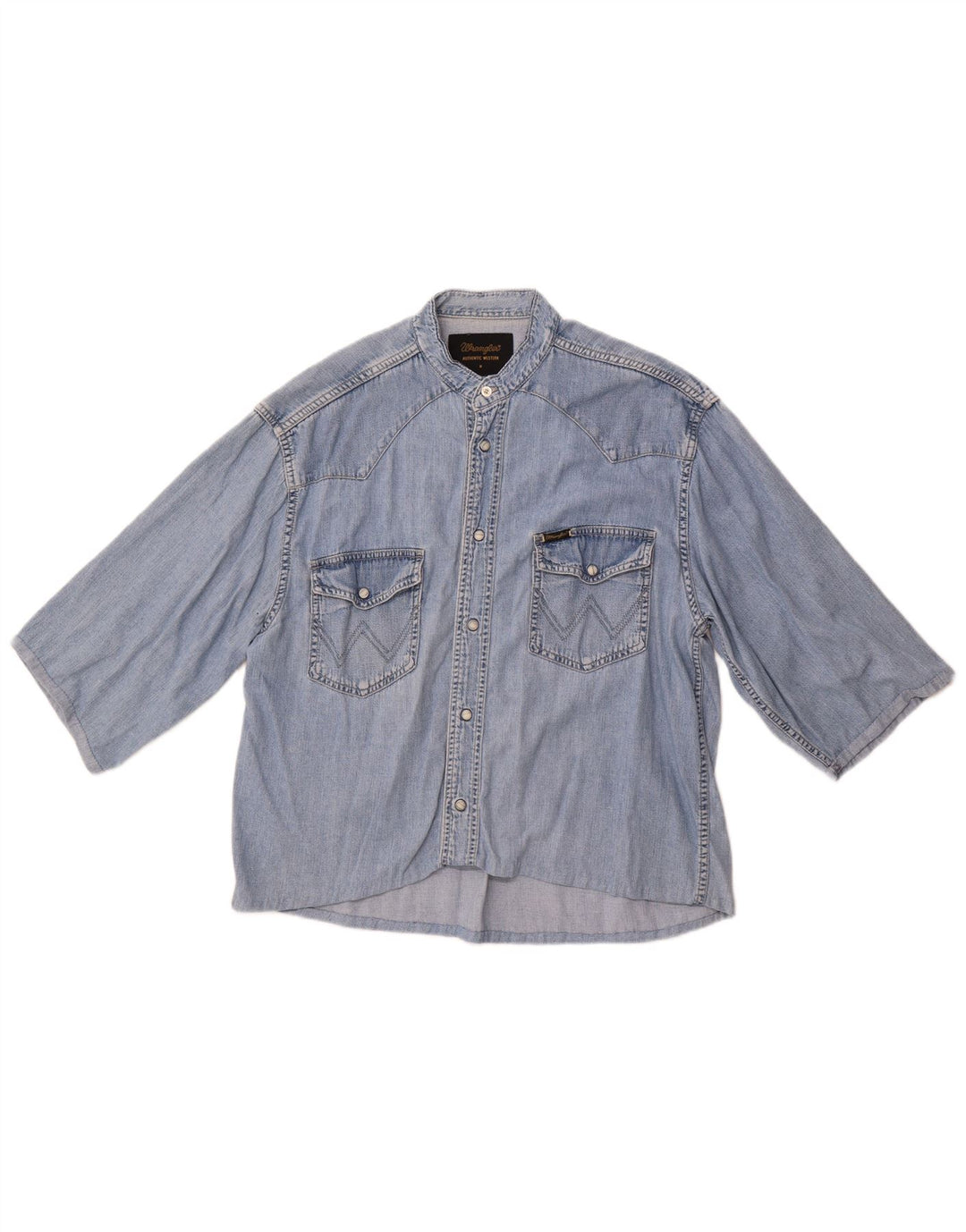 Męska koszula dżinsowa z krótkim rękawem Wrangler, kolor średni niebieski