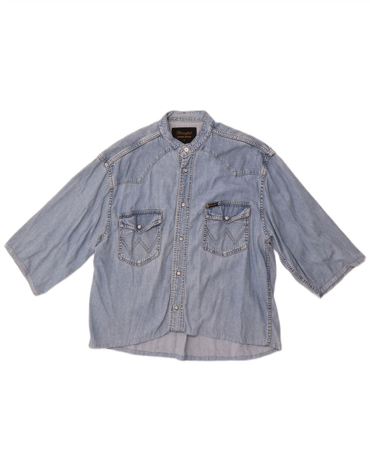 Męska koszula dżinsowa z krótkim rękawem Wrangler, kolor średni niebieski