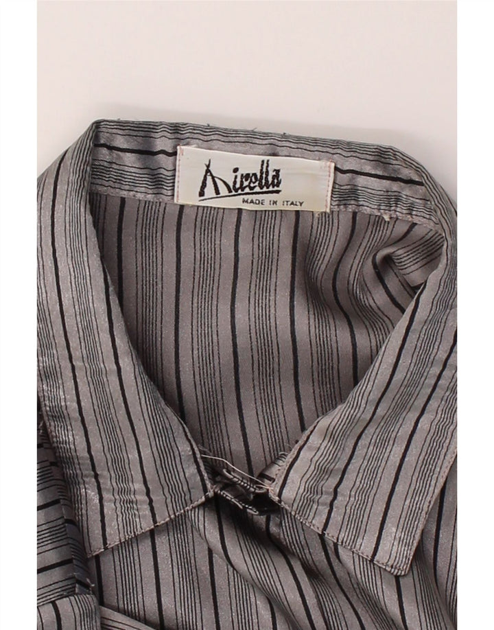 VINTAGE Womens Shirt Blouse UK 16 Large Grey Striped Vintage Vintage and Second-Hand Vintage from Messina Hembry 