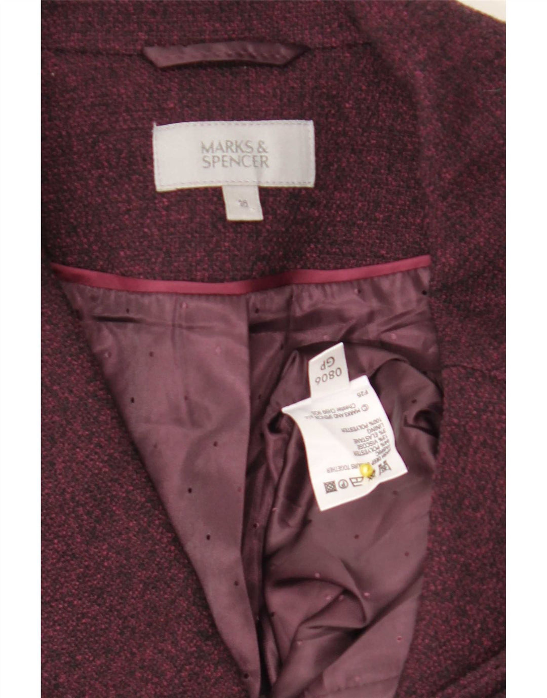 Marks & Spencer Damska marynarka dwurzędowa UK 18 XL, bordowa