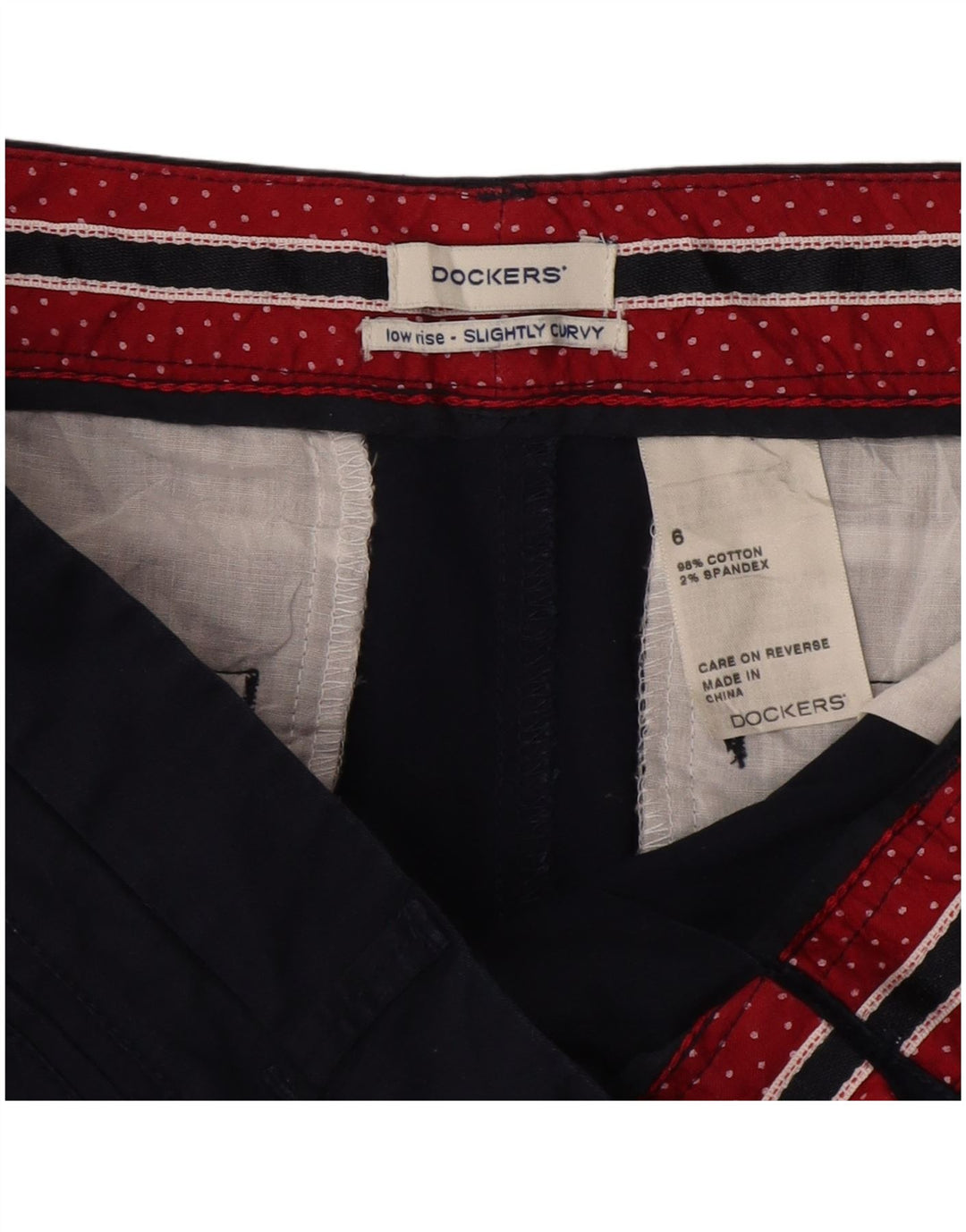 Damskie spodenki chino DOCKERS o lekko zakrzywionym kroju US 6 Medium W30 granatowe