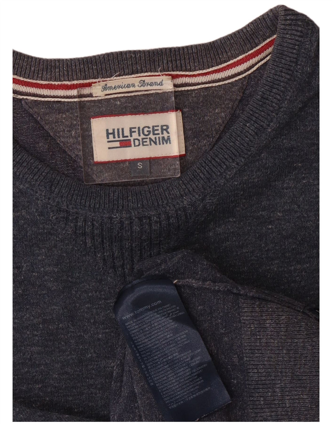 Męski sweter z okrągłym dekoltem Tommy Hilfiger, mały, granatowy, bawełniany