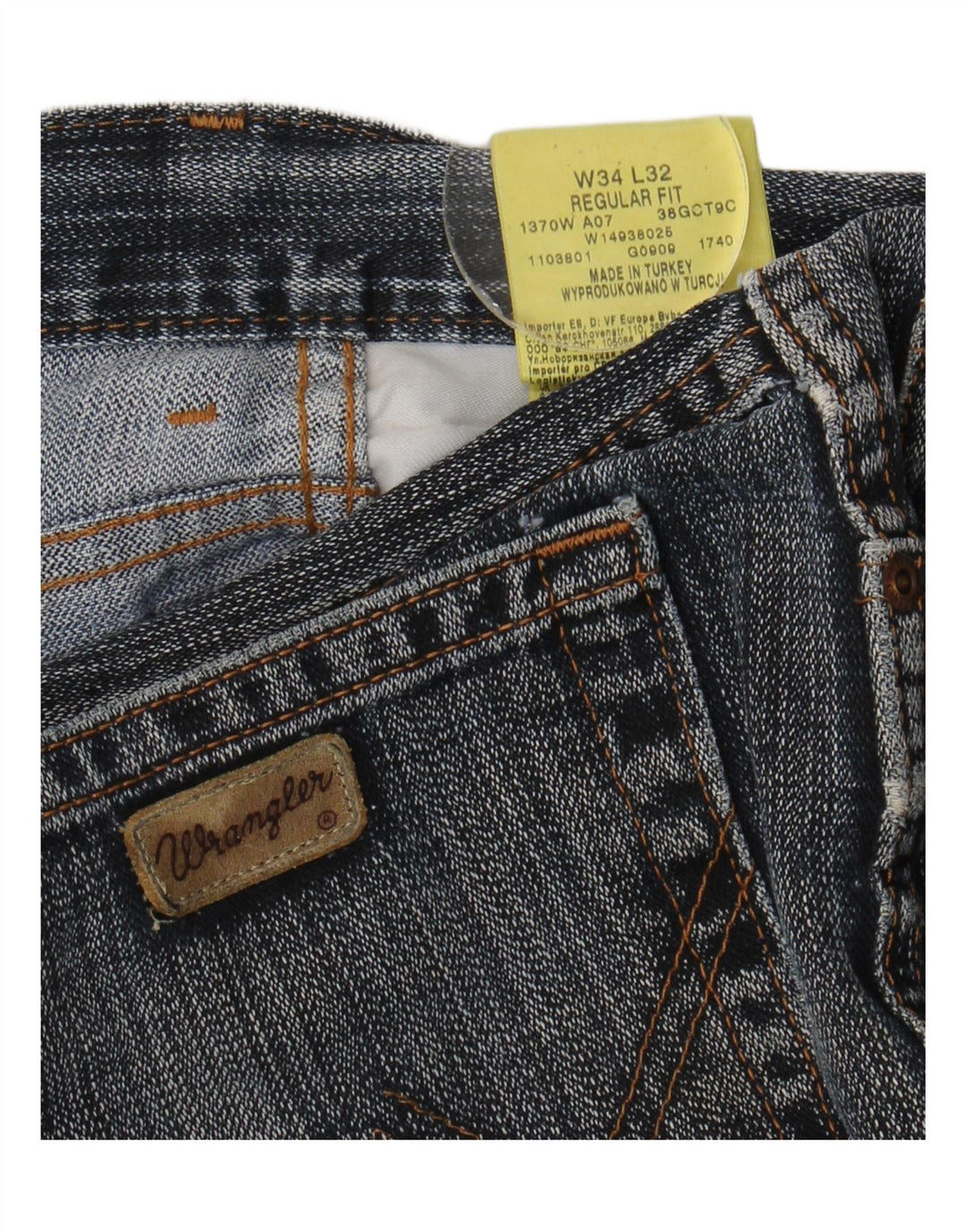 Męskie jeansy Wrangler o prostym kroju W34 L32, niebieska bawełna