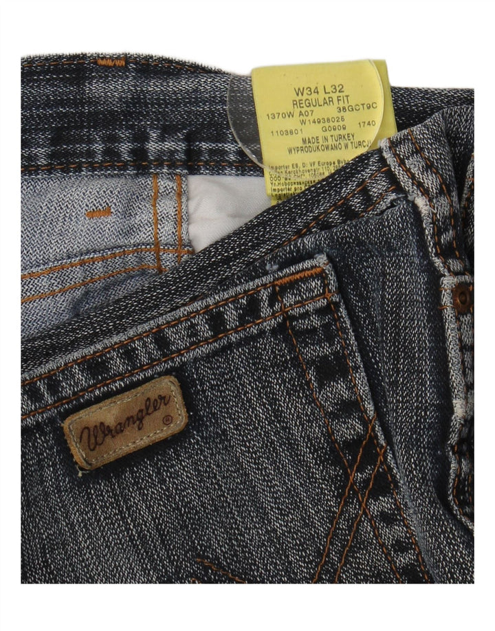 Męskie jeansy Wrangler o prostym kroju W34 L32, niebieska bawełna