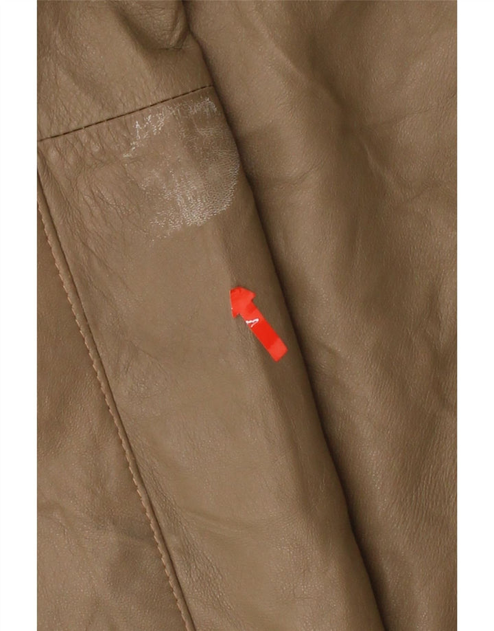 VINTAGE Mens Leather Jacket IT 48 Medium Khaki Leather Vintage Vintage and Second-Hand Vintage from Messina Hembry 