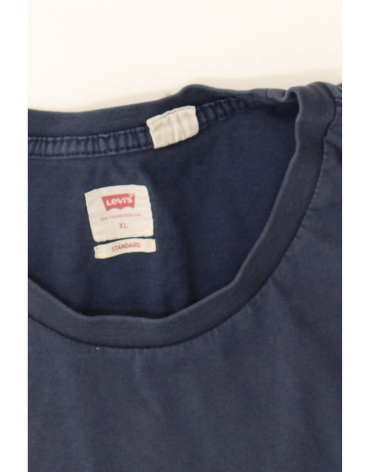 LEVI'S Mens Standard T-Shirt Top XL Navy Blue Cotton Vintage Levi's and Second-Hand Levi's from Messina Hembry 