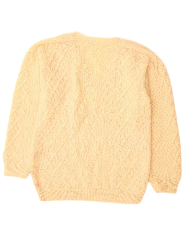 Vintage męski sweter z dekoltem w kształcie litery V, duży, beżowy
