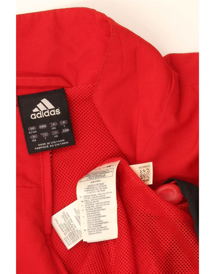 Adidas Męska bluza dresowa UK 42/44 Duży czerwony poliester z blokami kolorów