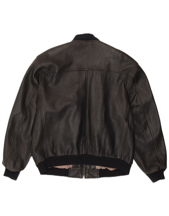 Conte Massimo Męska kurtka bomberka o luźnym kroju IT 48 Średnia czarna skóra