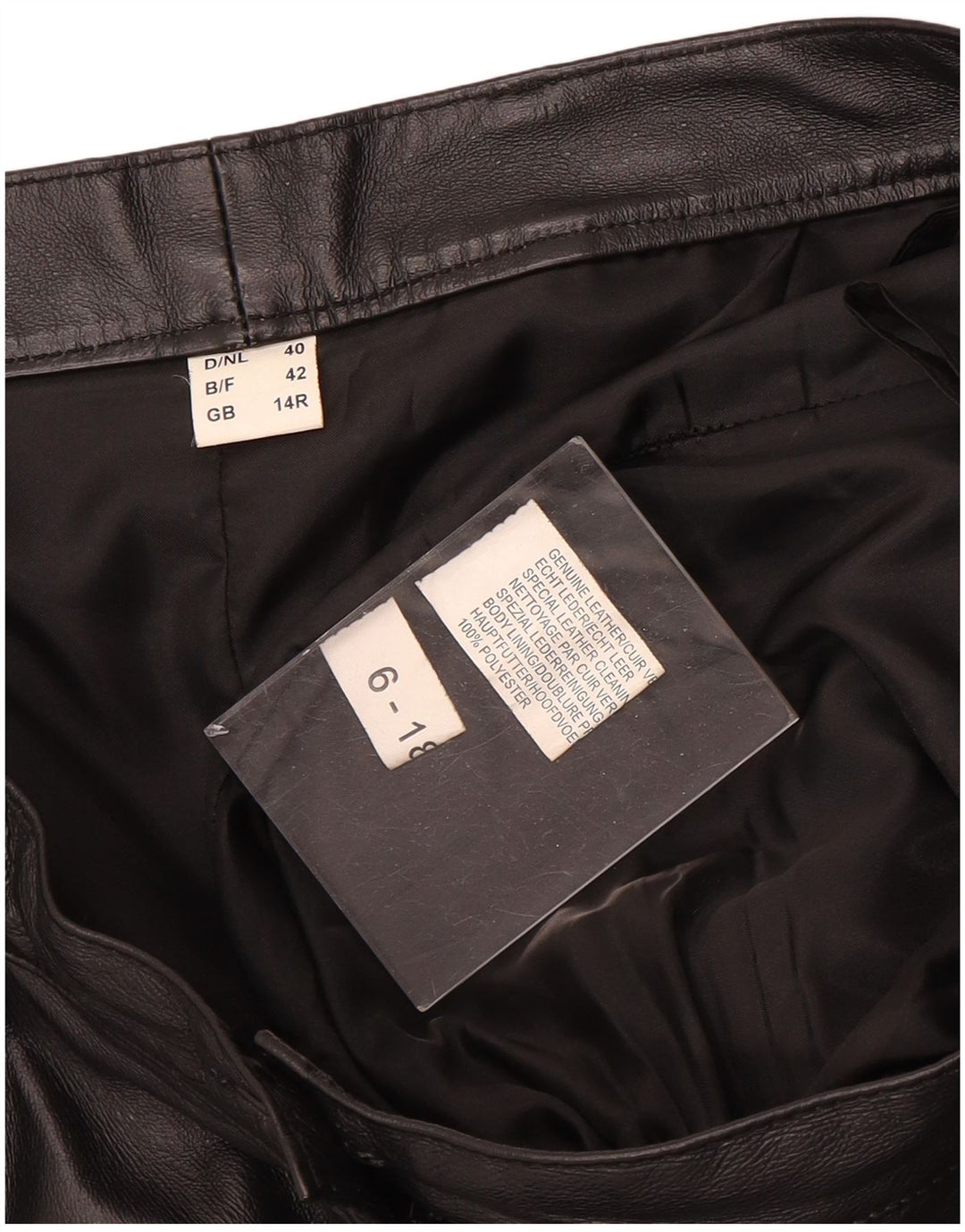 Spodnie skórzane damskie vintage UK 14 Medium W30 L31 Czarna skóra