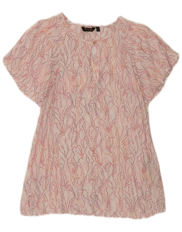Damska bluzka Massimo Dutti w abstrakcyjny wzór, EU 38 Small, biała wiskoza