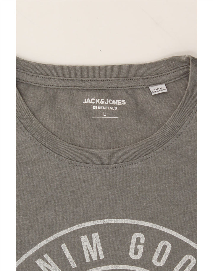 JACK & JONES Mens Graphic T-Shirt Top Large Grey Cotton Vintage Jack & Jones and Second-Hand Jack & Jones from Messina Hembry 