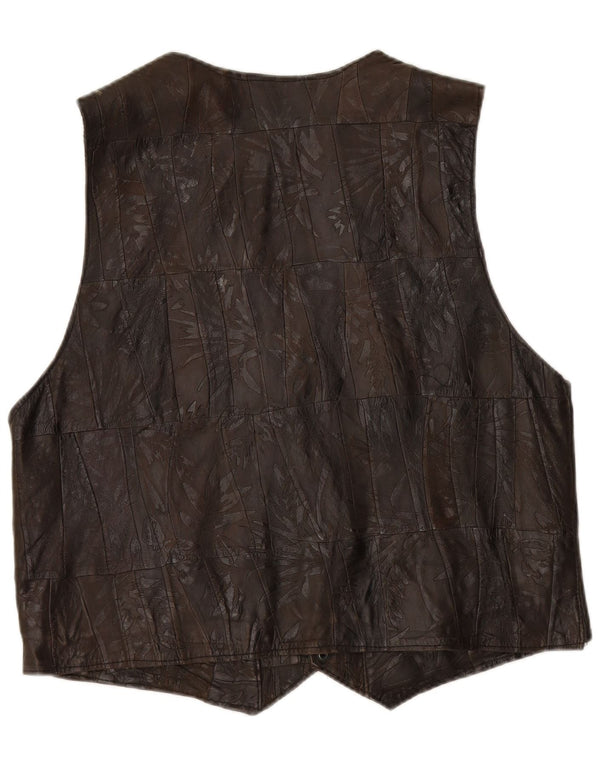 Męska kamizelka skórzana VINTAGE 2XL w kolorze brązowym, patchworkowa