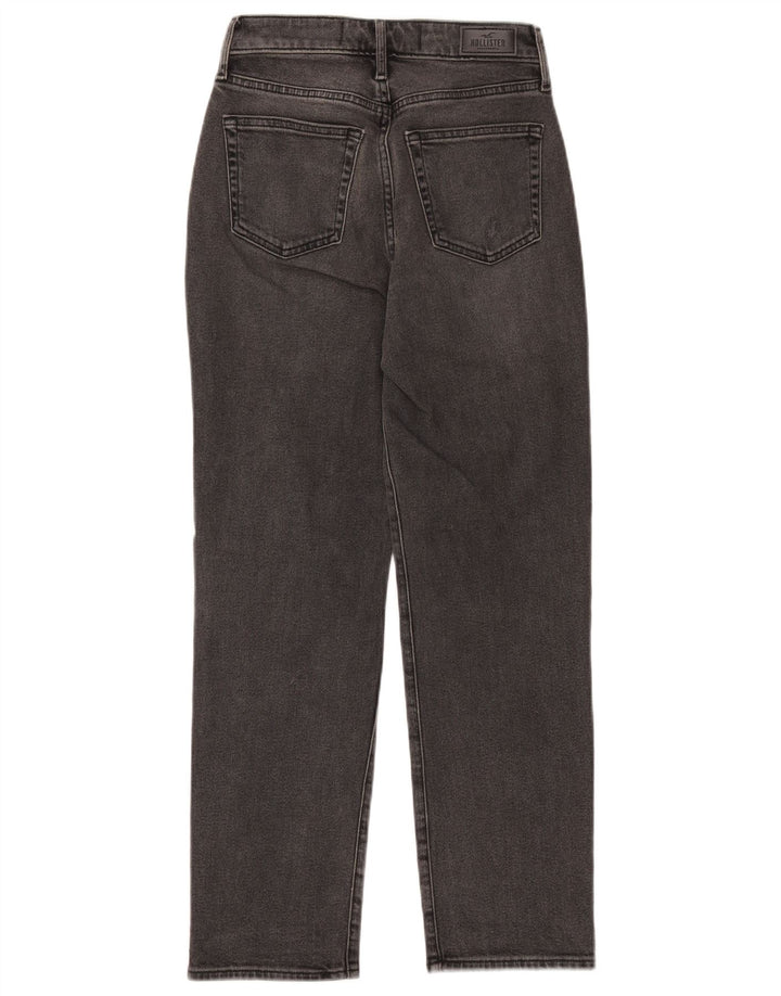 HOLLISTER Damskie proste dżinsy z wysokim stanem W25 L27 Czarna bawełna