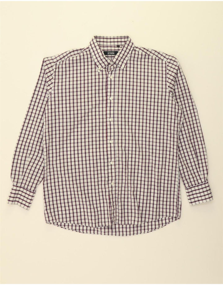 TRUSSARDI Mens Shirt XL White Check Cotton Vintage Trussardi and Second-Hand Trussardi from Messina Hembry 