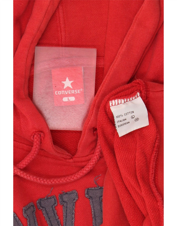 Converse Męski sweter z kapturem z grafiką, duży, czerwony, bawełniany