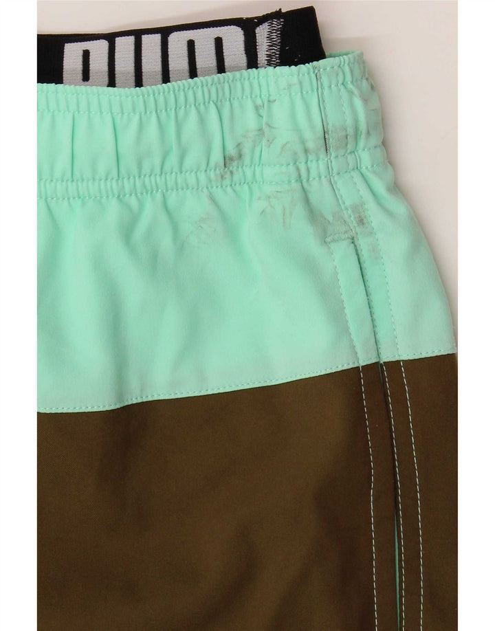 Męskie spodenki kąpielowe Puma z grafiką XS Khaki, poliester z blokami kolorów