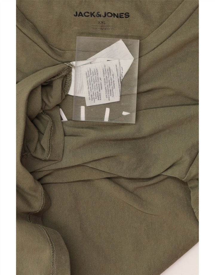 Męski T-shirt z grafiką JACK & JONES, 2XL, bawełna khaki