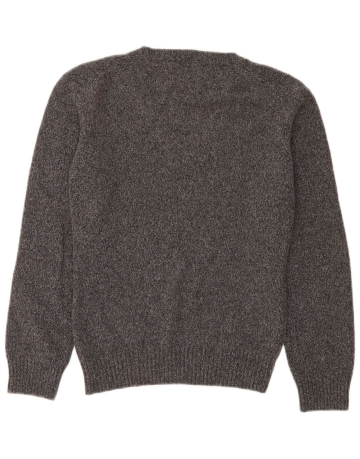 Damski sweter Brooksfield z dekoltem w szpic IT 42 Średnioszara wełna z cętkami