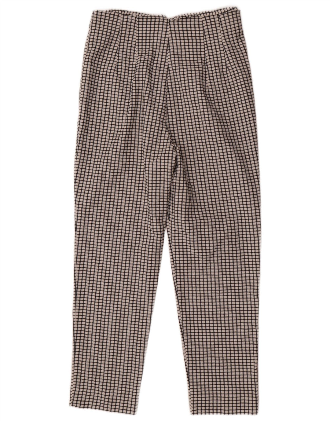 Damskie zwężane spodnie chino Zara, duże W30 L27, poliester w białą kratkę